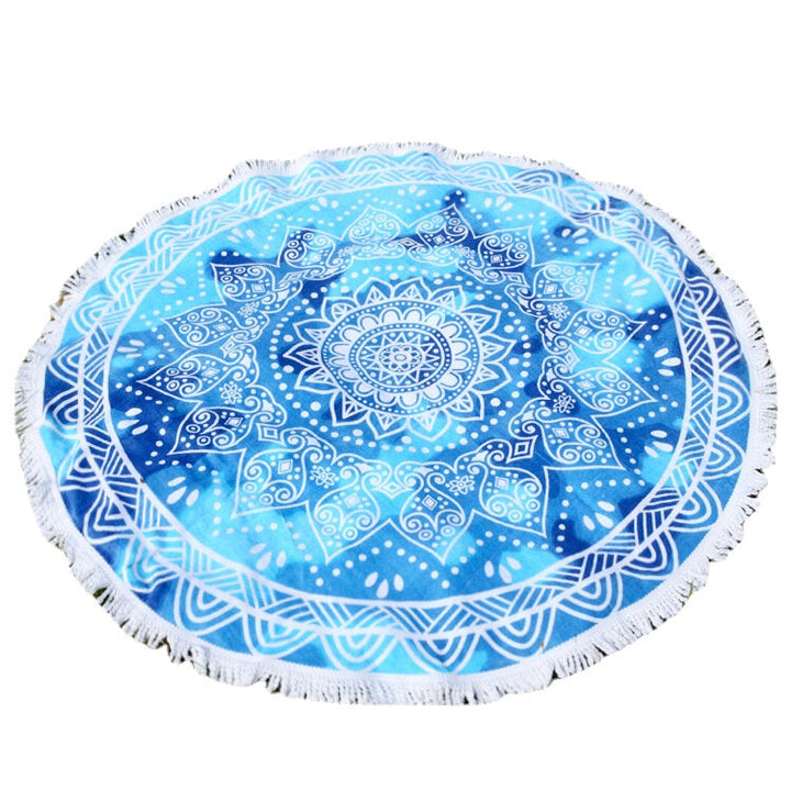 150cm Pure Cotton Cut Pile Printing Round Beach Towel Yoga Mat Bed Sheet Tapestry Tablecloth Image 9