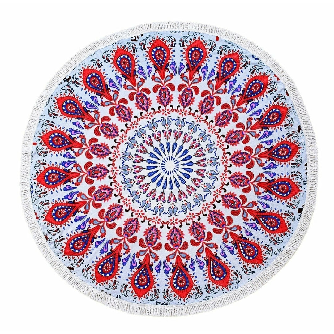 150cm Pure Cotton Cut Pile Printing Round Beach Towel Yoga Mat Bed Sheet Tapestry Tablecloth Image 10