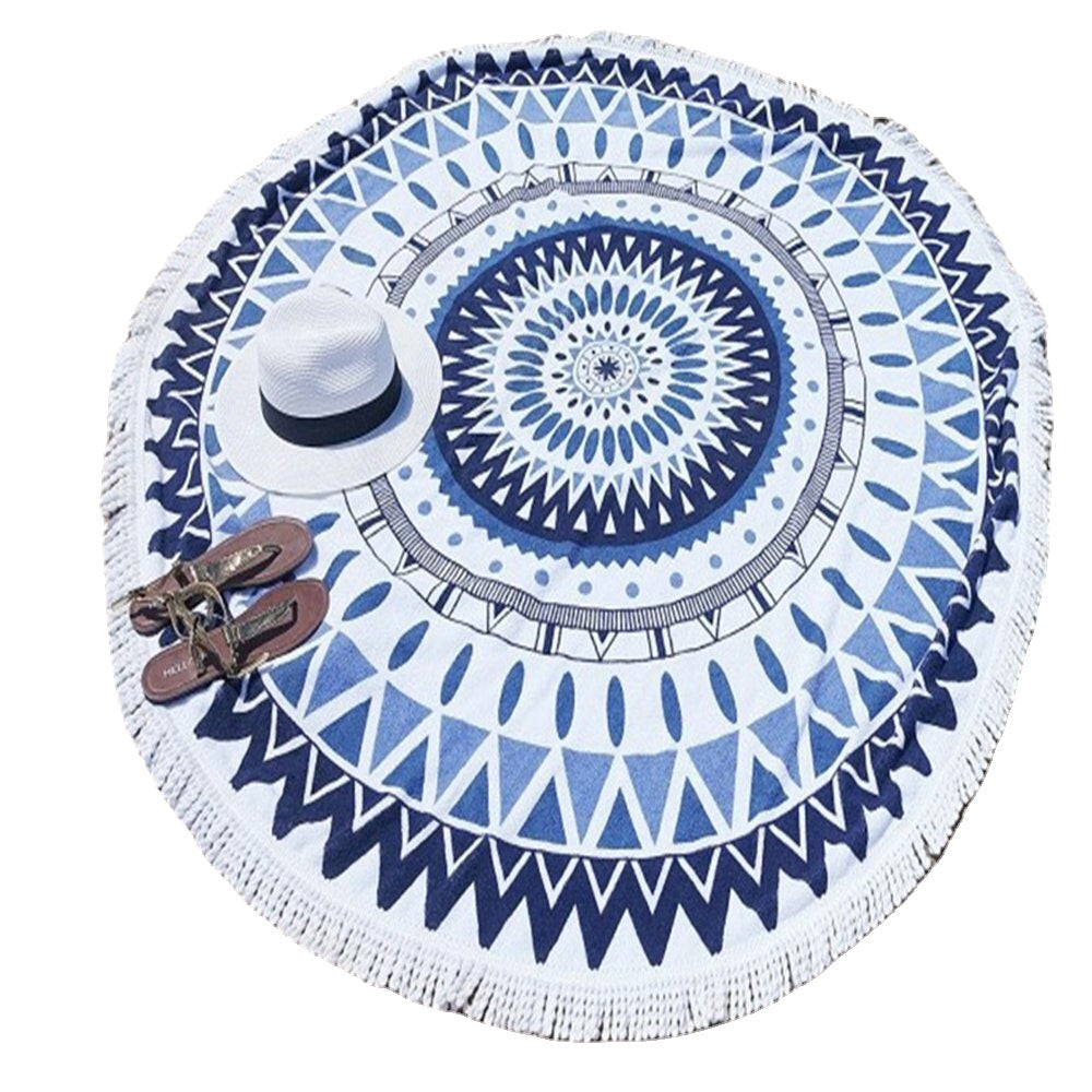 150cm Pure Cotton Cut Pile Printing Round Beach Towel Yoga Mat Bed Sheet Tapestry Tablecloth Image 11