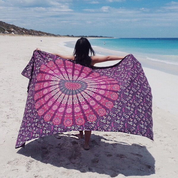 150x210cm Bohemian Style Polyester fiber Beach Towel Shawl Mandala Rectangle Bed Sheet Tapestry Image 2