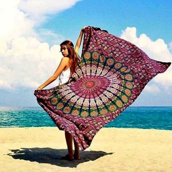 150x210cm Bohemian Style Polyester Fiber Beach Towel Mat Tapestry Mandala Rectangle Bed Sheet Image 11