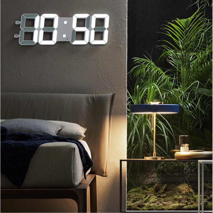 16 inch Modern Smart Photosensitive Digital Wall Clock 3D Plastic Stereo Silent Clock LED Electronic Clock Image 3