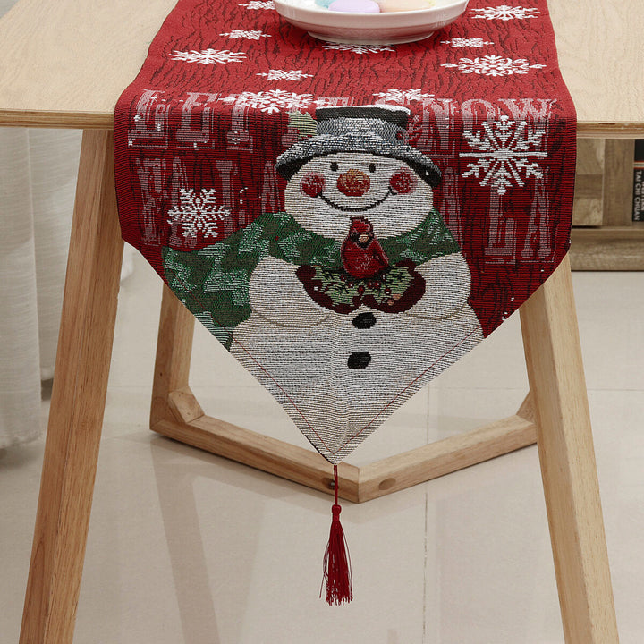 13"x 72" Christmas Table Runner Snowman Snowflake Tablecloth Holiday Party Home for Dining Room Image 7