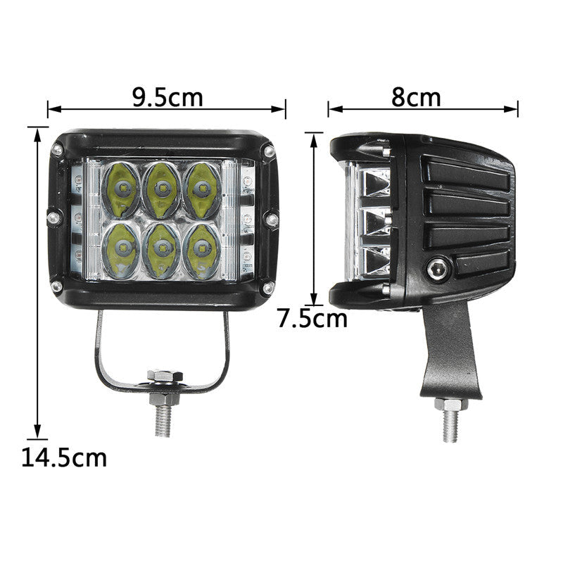 12V 10V-48V LED Work Fog Light Side Shooter Combo Dual Color Driving Offroad SUV Truck Image 4