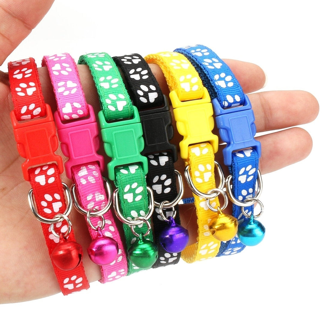 12Pcs,Lot Mulit-color Dog Collars Pet Cat Nylon Collar Bell Necklace Buckle Image 3