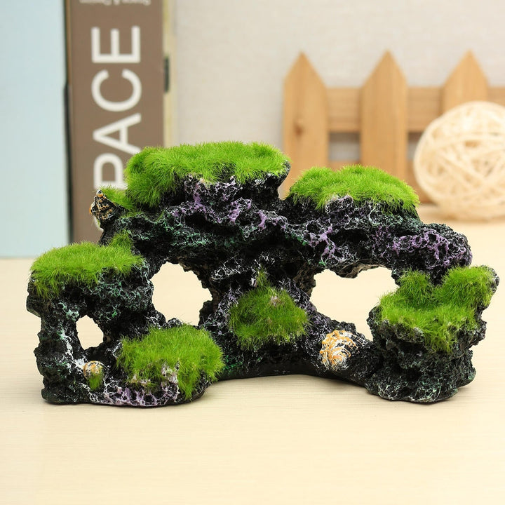 16x8.5x9cm Resin Aquarium Coral Reef Rock Decor Conch Moss Rockery Decorations Image 4