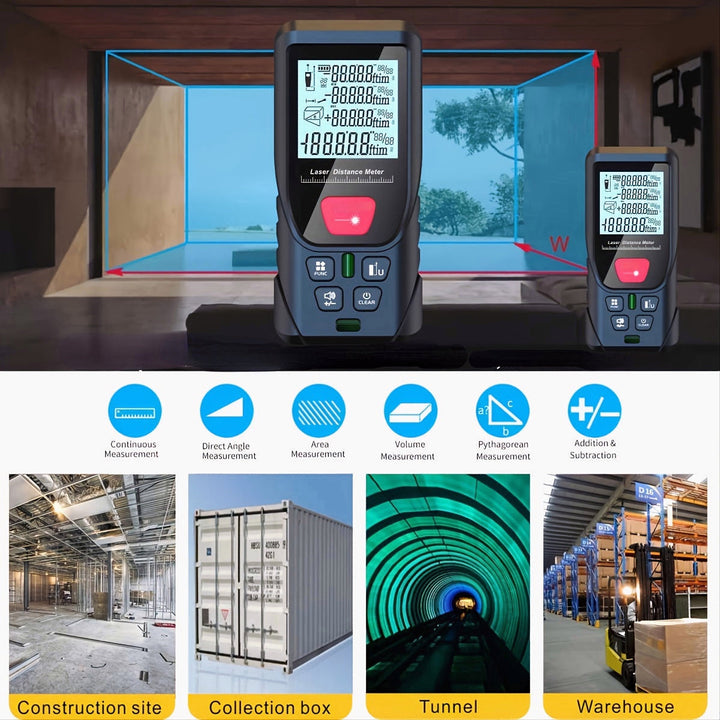 164ft Digital Laser Distance Meter with LCD for Measure Area and Volume Image 5