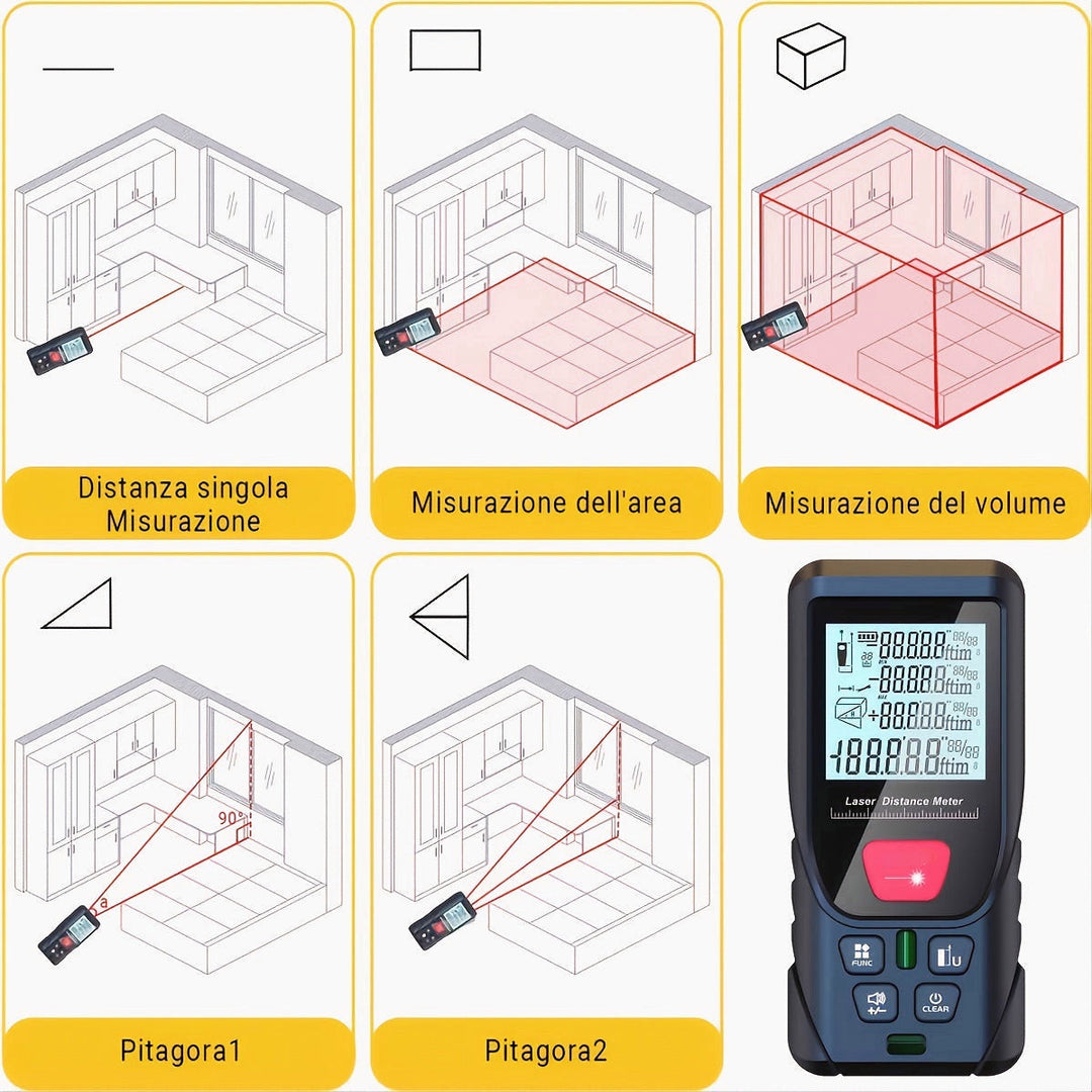 164ft Digital Laser Distance Meter with LCD for Measure Area and Volume Image 7