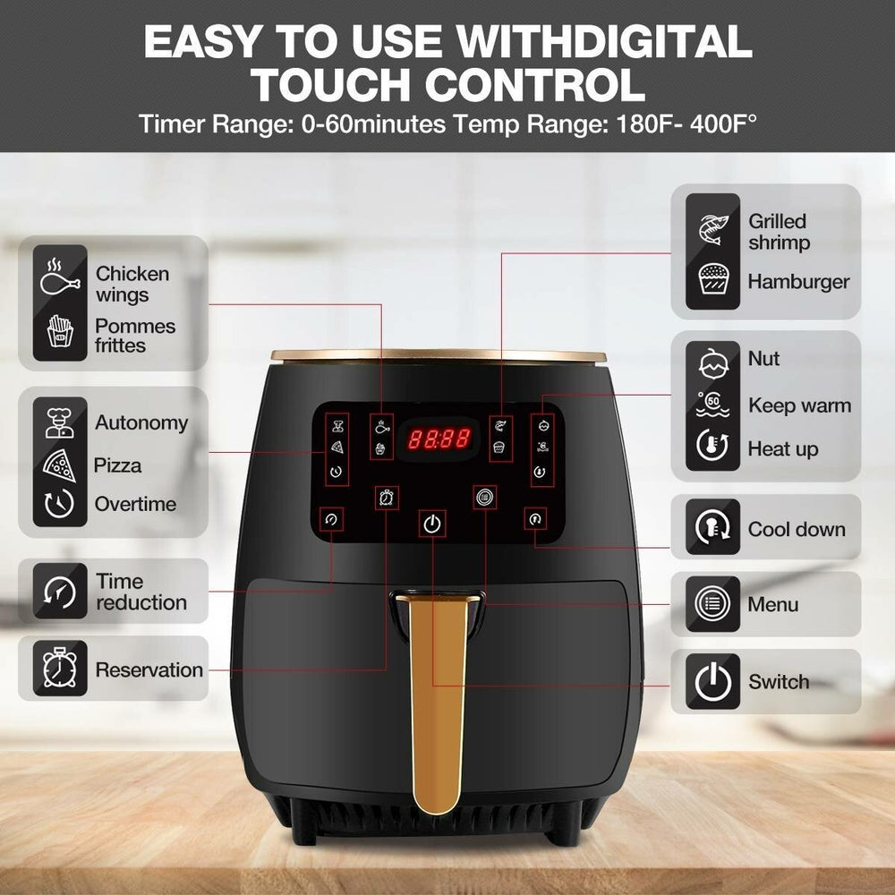 1800W 4.5L Air Fryer Oil free Health Fryer Cooker 110V,220V Multi-function Smart Touch LCD Airfryer French fries Pizza Image 2