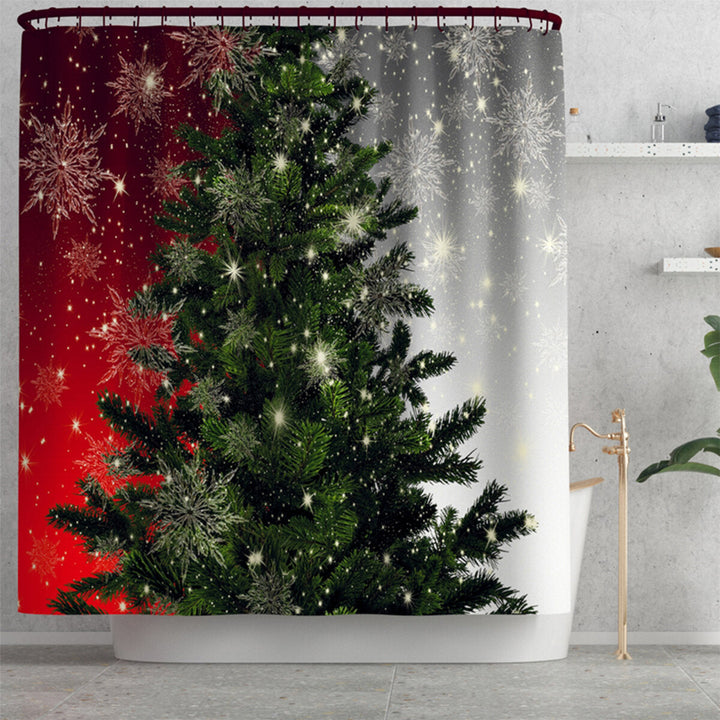 180x180CM Christmas Tree Shower Curtain Set Non-Slip Rugs Toilet Lid Cover Bath Mat Set DTTT Image 5