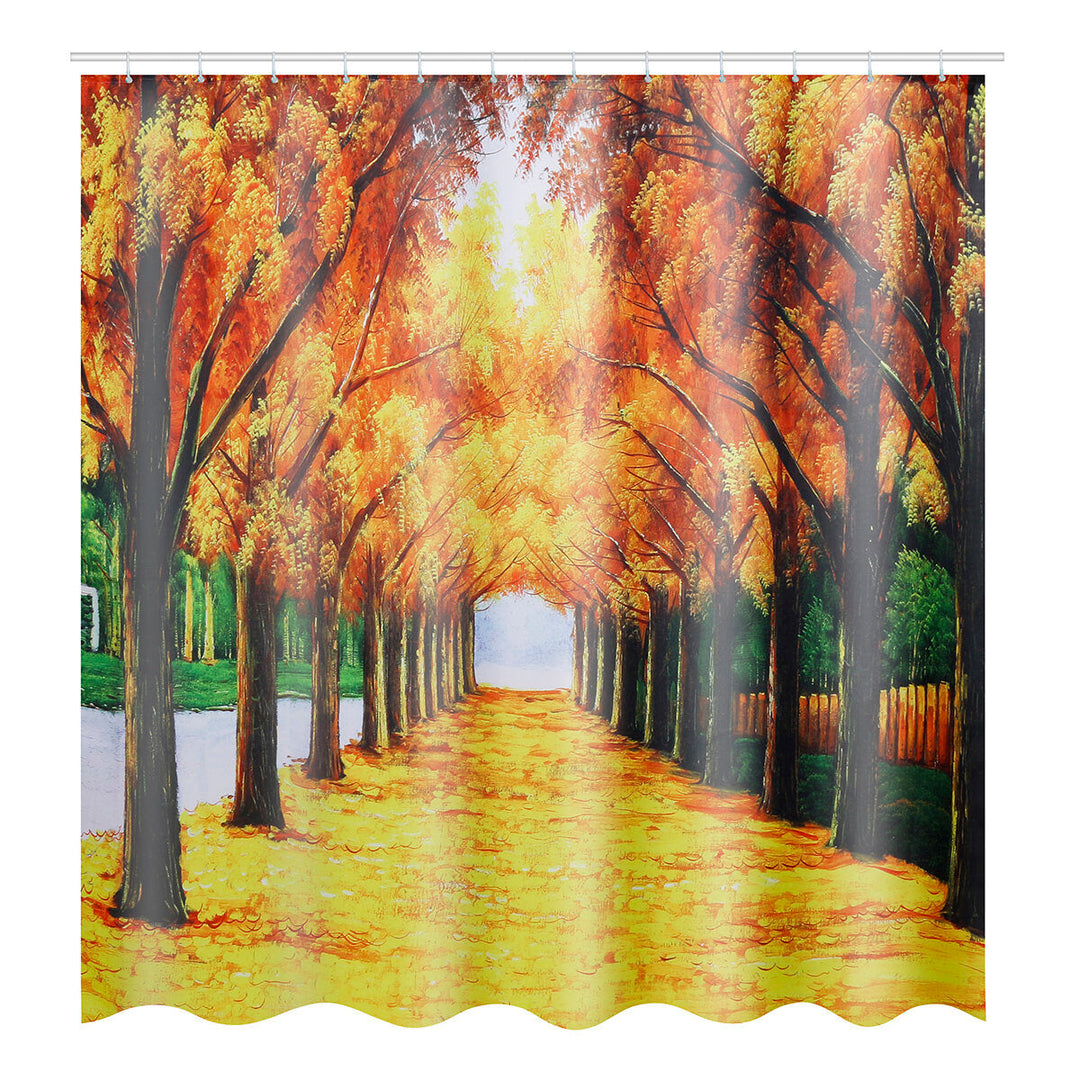 180X180CM Forest Waterproof Shower Curtain Bathroom Toilet Lid Seat Cover Bath Mat Pad Set Image 7