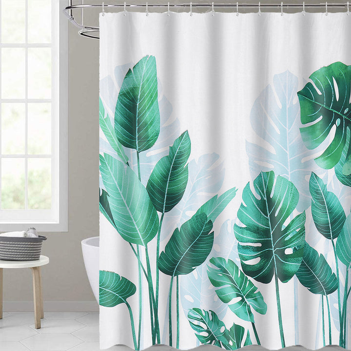 180x180cm Plantain Turtle Leaf Waterproof Shower Curtain 3,4PCS Bathroom Odorless Non-toxic Mat Kit Image 4