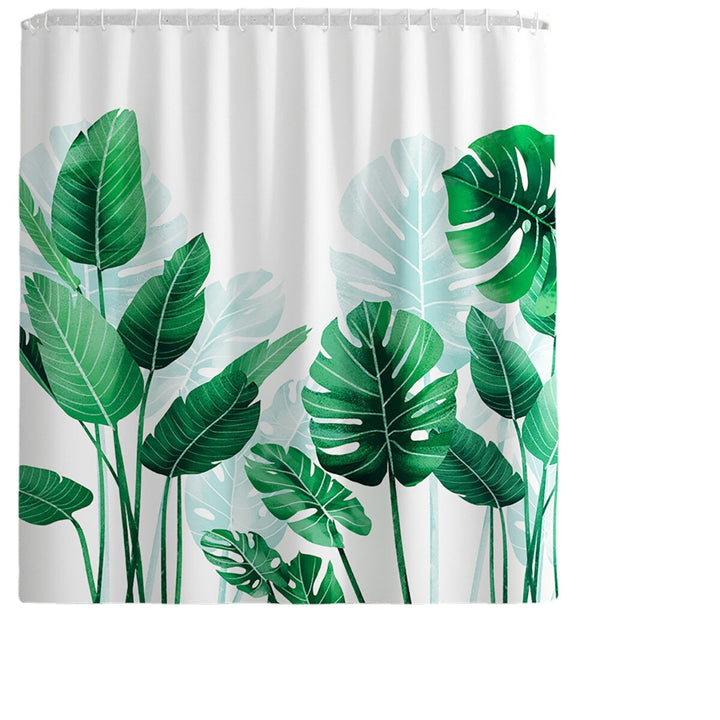 180x180cm Plantain Turtle Leaf Waterproof Shower Curtain 3,4PCS Bathroom Odorless Non-toxic Mat Kit Image 5