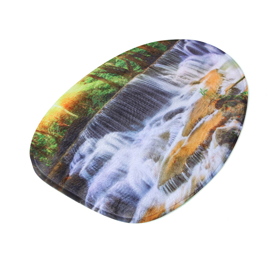 180x180CM Waterfall Printing Waterproof 3PCS Toilet Cover Mat Non-Slip Rug Set Image 3