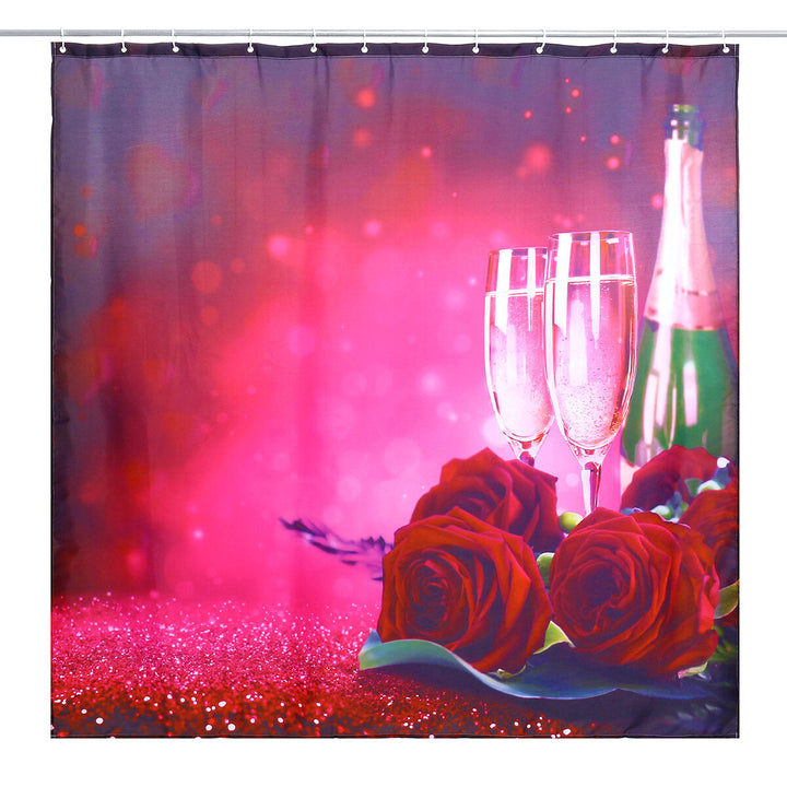 180x180CM Romatic Rose Waterprood Shower Curtain Polyester Moisture-proof Bath Mat Image 4