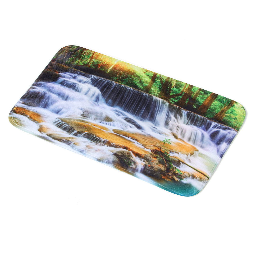 180x180CM Waterfall Printing Waterproof 3PCS Toilet Cover Mat Non-Slip Rug Set Image 5