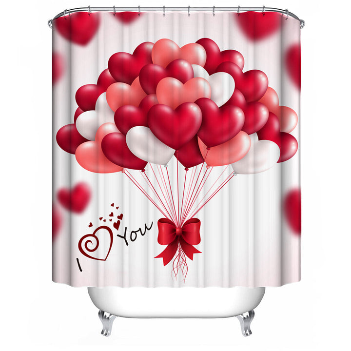 180x180CM Red Balloon Waterproof Shower Curtain 3-in-1 Anti-slip Odorless Dustproof Bath Mat Kit Image 7