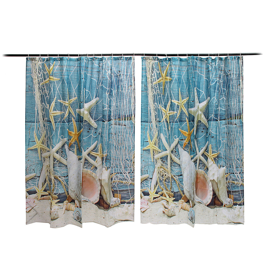 180x180CM Sea Startfish Shower Curtain Conch Digital Printing Waterproof Polyester Shower Curtain Image 5