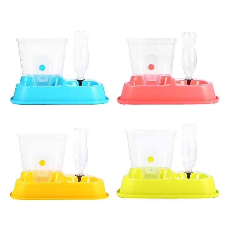 2 in 1 Automatic Pet Food Drink Dispenser Dog Cat Feeder Water Station Bowl Dish Beverage Dispenser Image 1