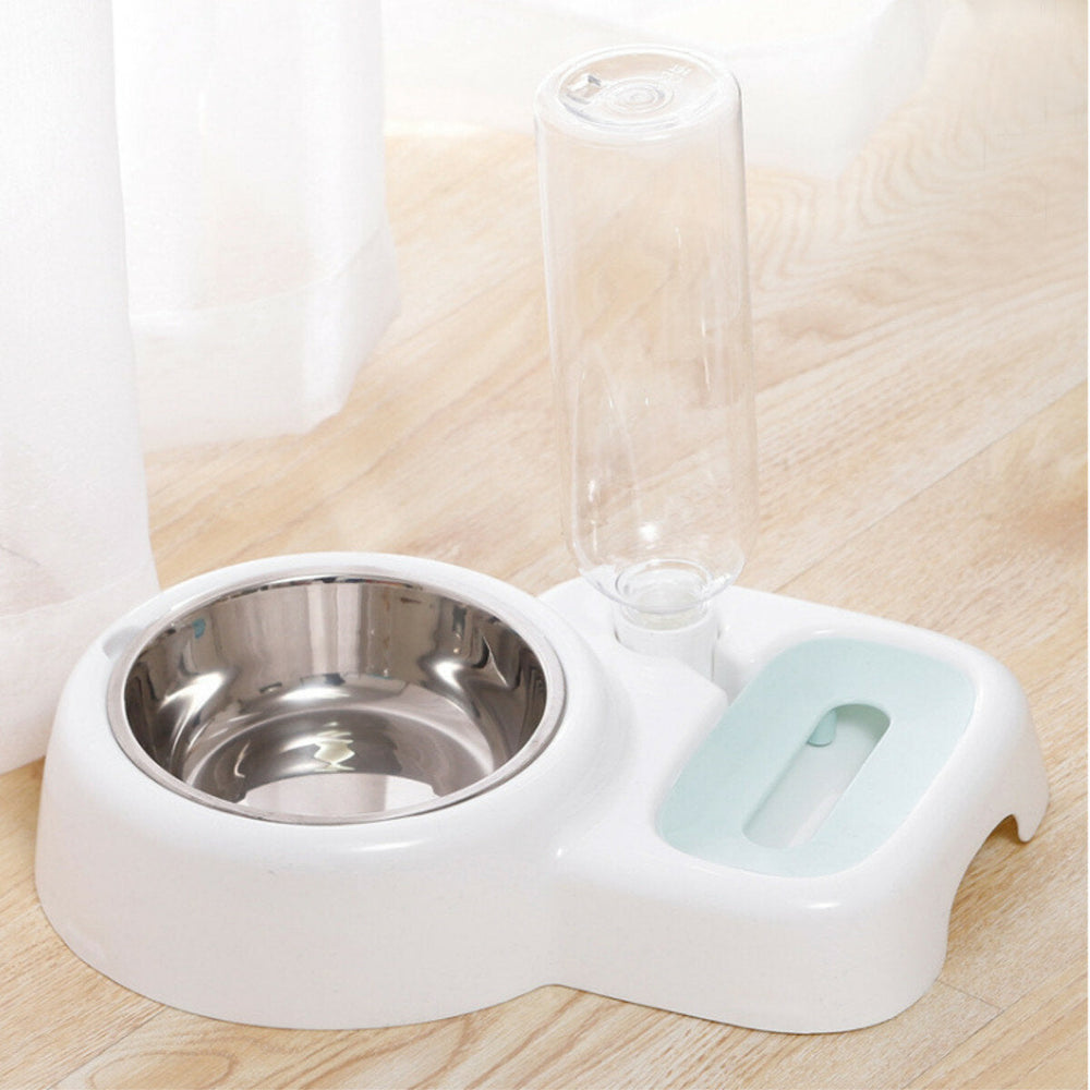 2 In 1 Automatic Pet Bowl 500ml Adjustable Drinking Fountain Dog Cat Food Feeder Image 2