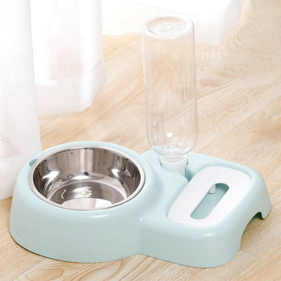 2 In 1 Automatic Pet Bowl 500ml Adjustable Drinking Fountain Dog Cat Food Feeder Image 1