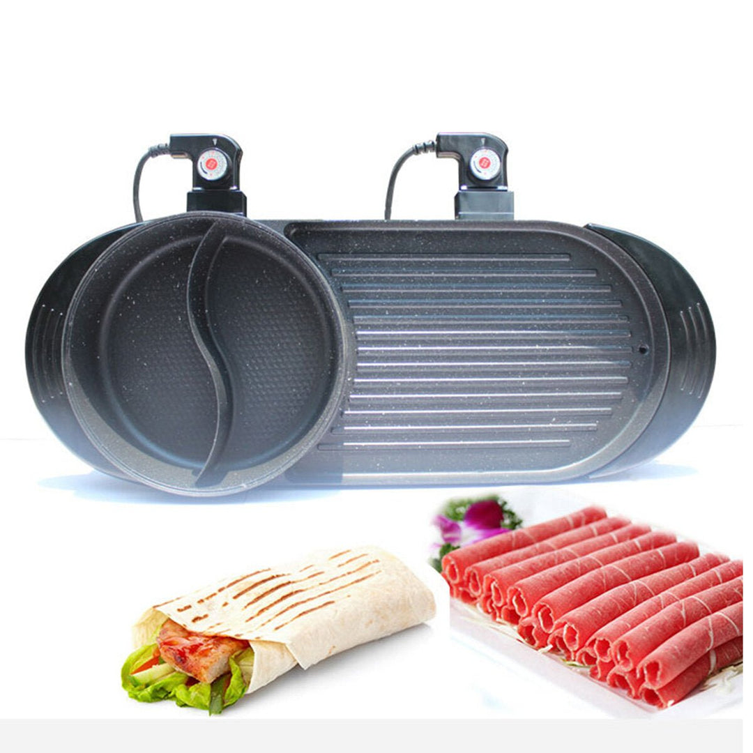 2 In 1 Multi-function Electric Grill Non-Stick Non-Smoke Hot Pot Barbecue 1800W Image 4