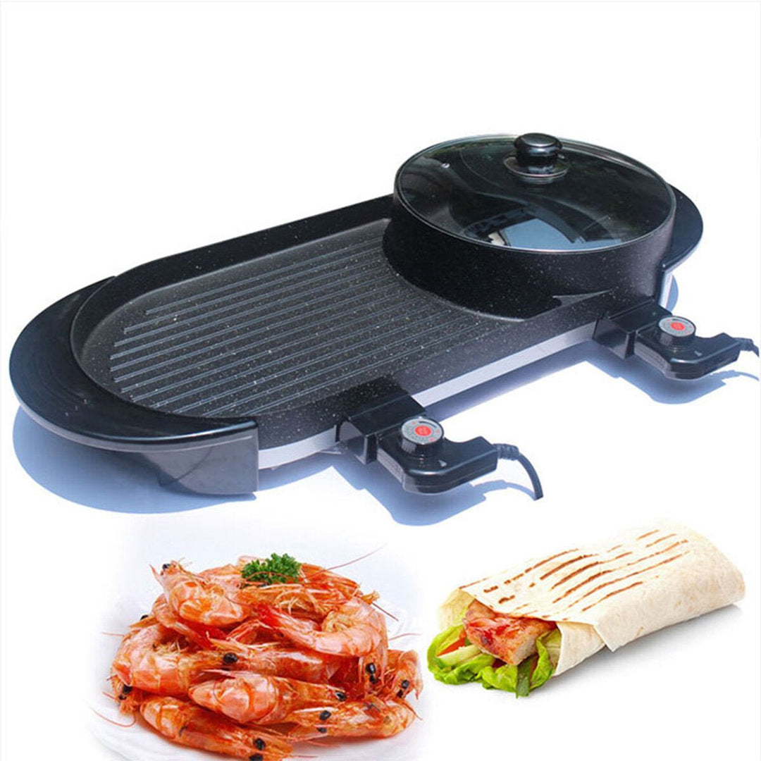 2 In 1 Multi-function Electric Grill Non-Stick Non-Smoke Hot Pot Barbecue 1800W Image 6