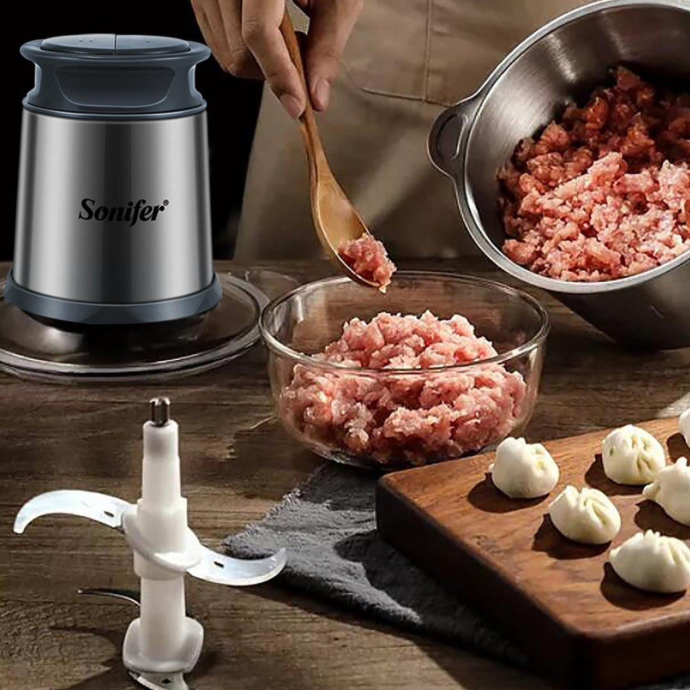 2 Speeds Stainless Steel Electric Vegetable and Meat Grinder Image 2