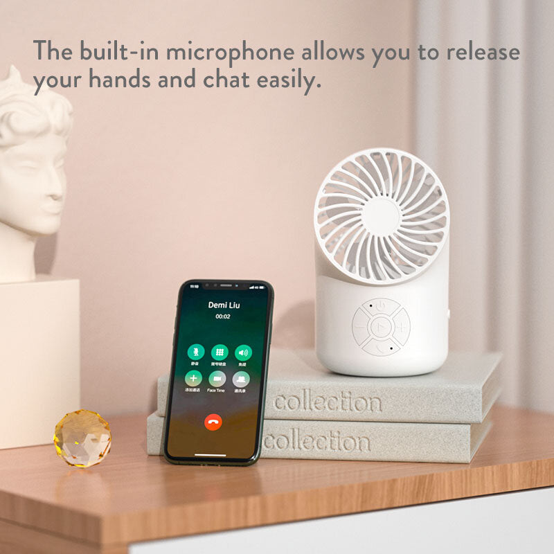 2 in 1 Portable bluetooth 5.1 Audio Wireless Desktop Speaker with Handheld Mini Cooling Fan Image 2