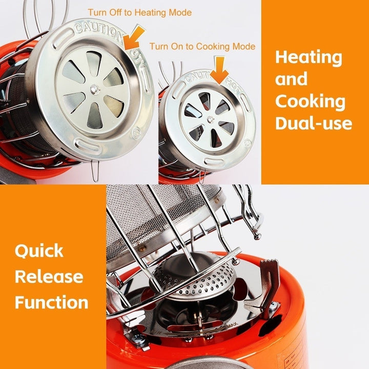 2-in-1 Portable 2000W Gas Heater Outdoor Camping Stove Heating Cooker for Ice Fishing Camping Hiking Picnicking Hunting Image 7