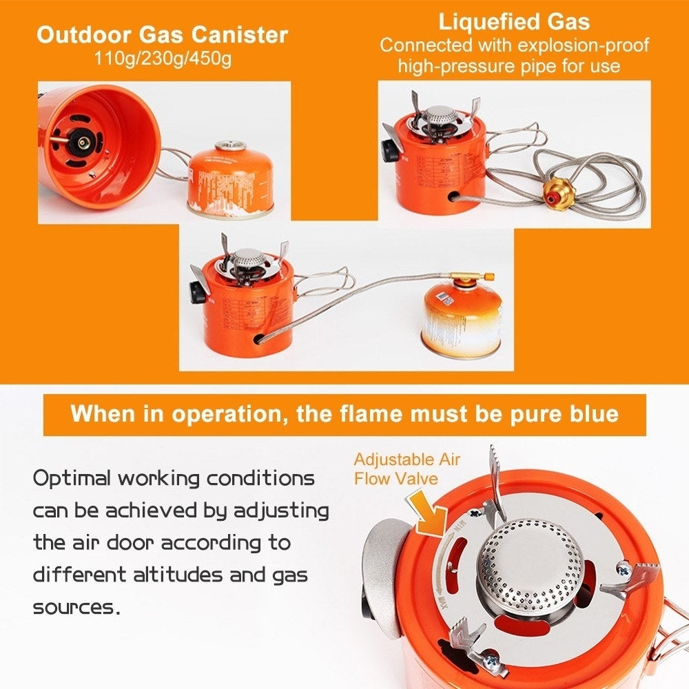 2-in-1 Portable 2000W Gas Heater Outdoor Camping Stove Heating Cooker for Ice Fishing Camping Hiking Picnicking Hunting Image 8