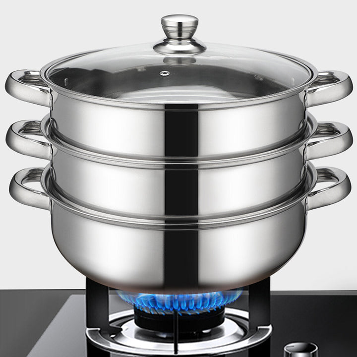 2,3 Tier Steamer Multi-functional Stainless Steel Steaming Soup Hot Pot Cookware Image 3