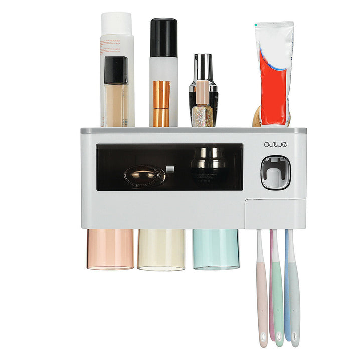 2,3,4 Cups Multi-function Toothbrush Holder Waterproof Anti-dust Mouth Cup Rack Wall-mounted Toothbrush Holder Image 2