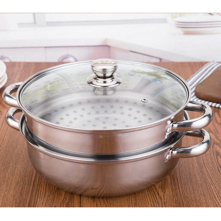 2,3 Tier Steamer Multi-functional Stainless Steel Steaming Soup Hot Pot Cookware Image 4