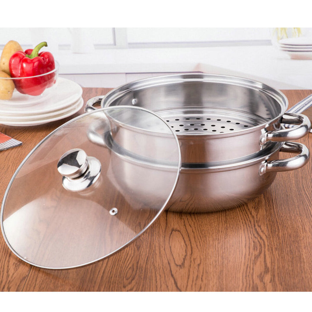 2,3 Tier Steamer Multi-functional Stainless Steel Steaming Soup Hot Pot Cookware Image 5