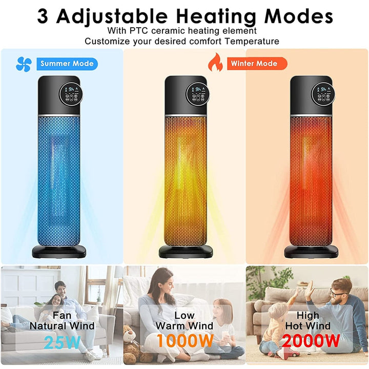 2000W Portable Electric Heater Fast Heating Smart Thermostat Fan Heater Winter Heating Warmer for Home Office Room Air Image 5