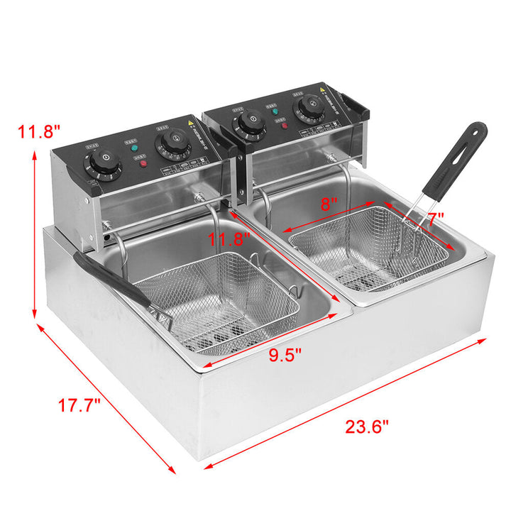 220V 6L,12L Timer Electric Fryer Deep Fryer With Lids and Baskets Image 2