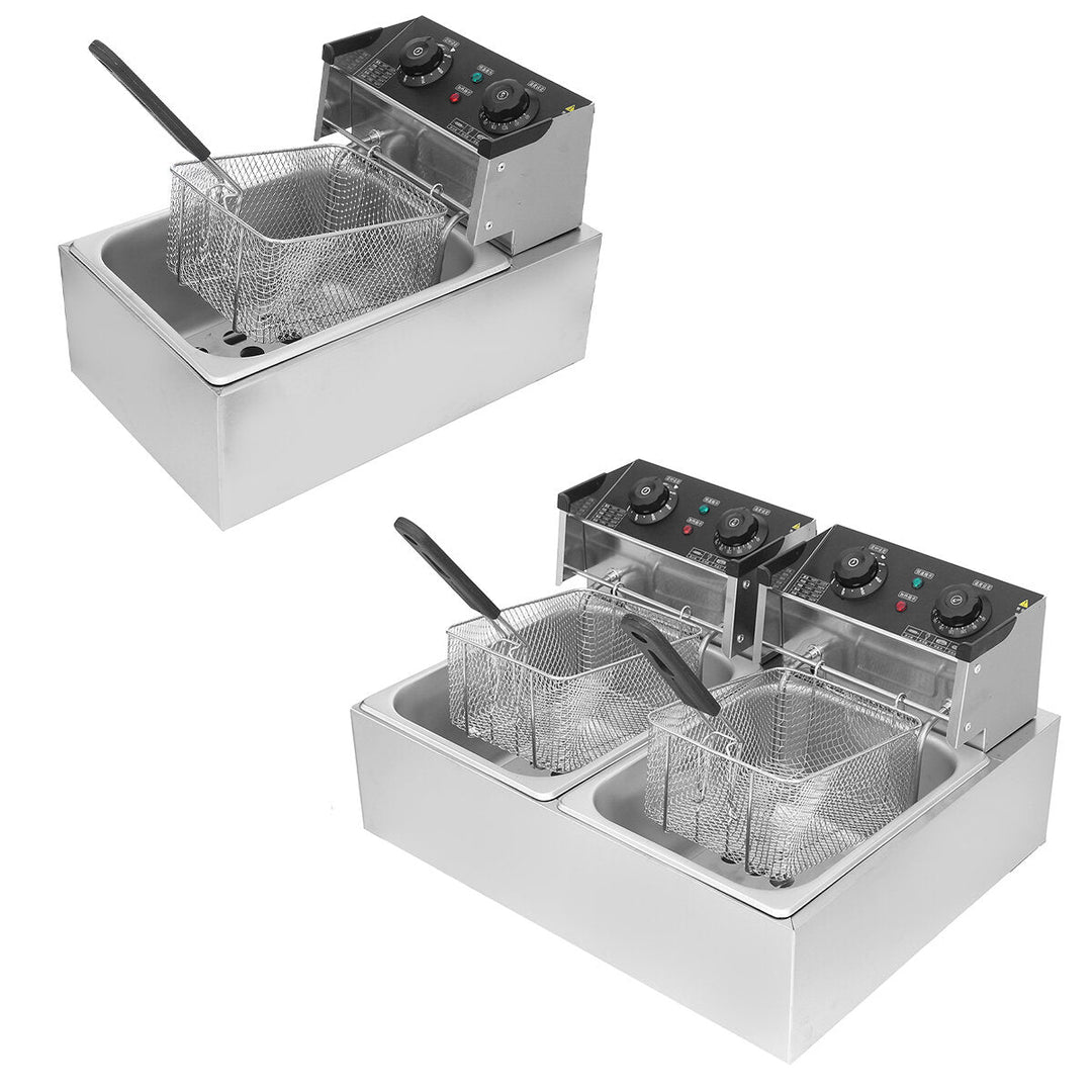 220V 6L,12L Timer Electric Fryer Deep Fryer With Lids and Baskets Image 4