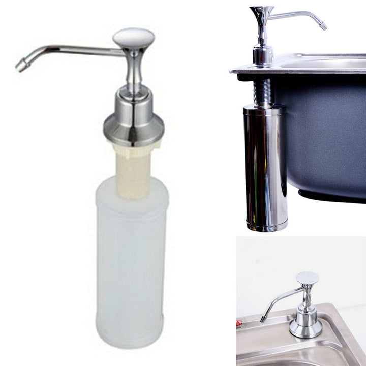 220ml White Kitchen Chrome Liquid Soap Dispenser Bathroom Sink Pump Bottles DTTT Image 1