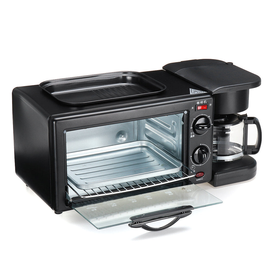 220V 3 In 1 Multi-function Breakfast Machine Electric Toaster Oven Frying Coffee Image 1