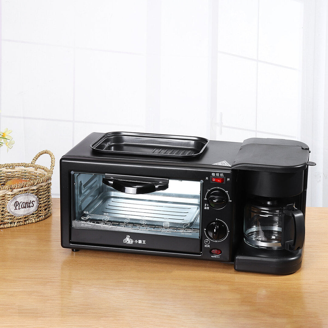 220V 3 In 1 Multi-function Breakfast Machine Electric Toaster Oven Frying Coffee Image 9