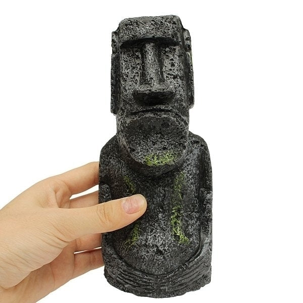 2PCS Resin Easter Island Statues Set Fish Tank Ornament Aquarium Decoration Image 6