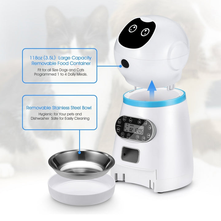 3.5L Intelligent Pet Feeder Timing Quantitive Feeding Dual Power Supply Infrared Detection Recording to Summon Pets Image 3