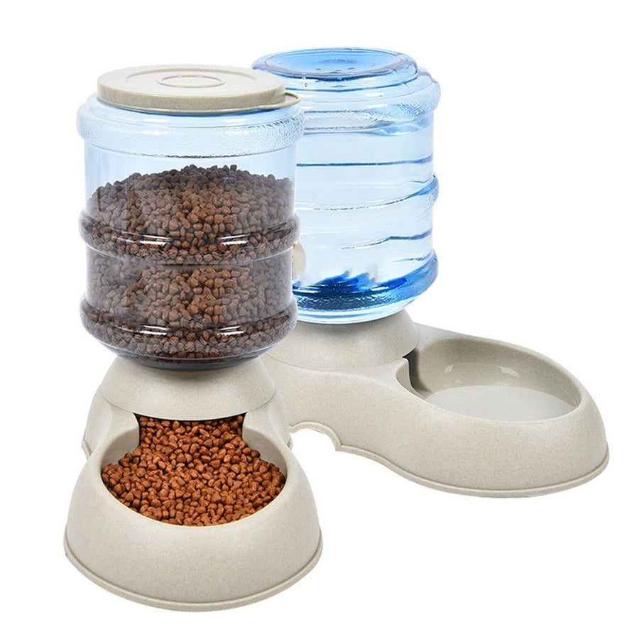 3.75L Portable Autoxic Pet Dog Food Water Bottle Dispenser Dish Bowl Feeder Image 1