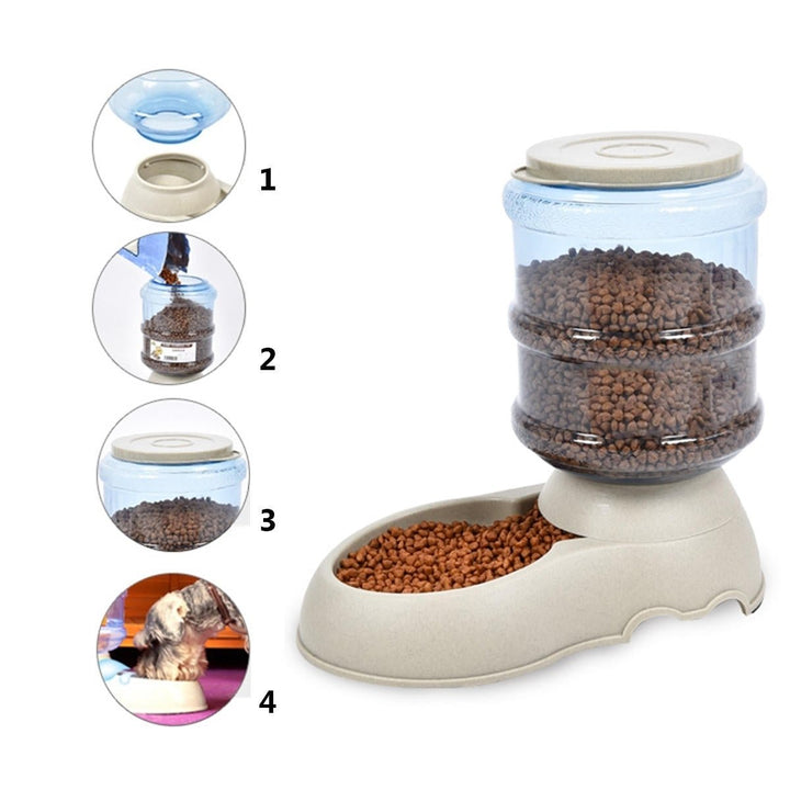 3.75L Portable Autoxic Pet Dog Food Water Bottle Dispenser Dish Bowl Feeder Image 3