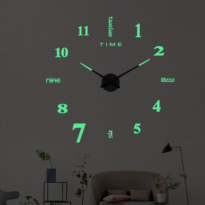 27,37,47 inch 3D DIY Wall Clock Silent Large Quartz Luminous Wall Night Clocks Image 8