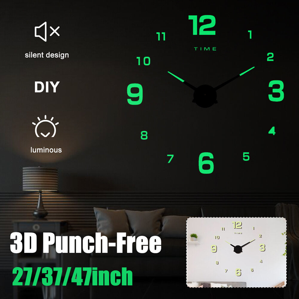 DIY Wall Clock Silent Quartz Luminous Wall Night Clocks Image 6