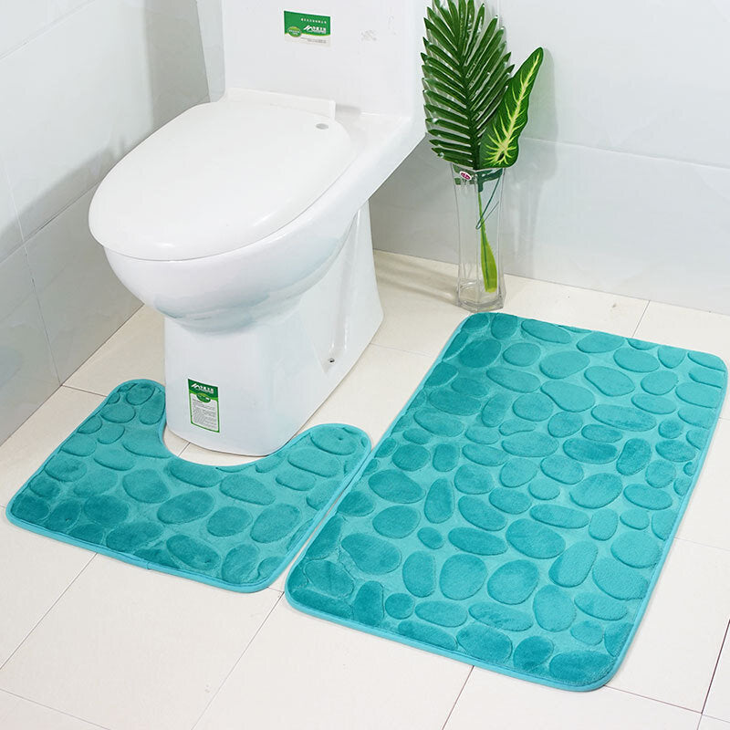 2pcs Flannel Toilet Lid Bath Rugs Soft Floor Home Anti Slip Liner Memory Foam Durable Cover Shower Carpets Bathroom Mat Image 1