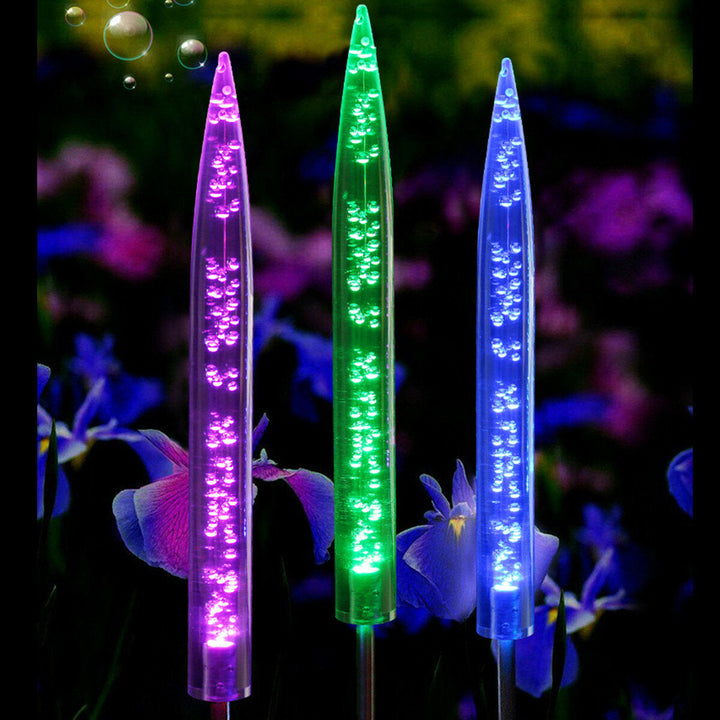 2Pcs LED Solar Light Powered Bubble RGB Light Color Changing Lawn Lamp Garden Decor Image 4