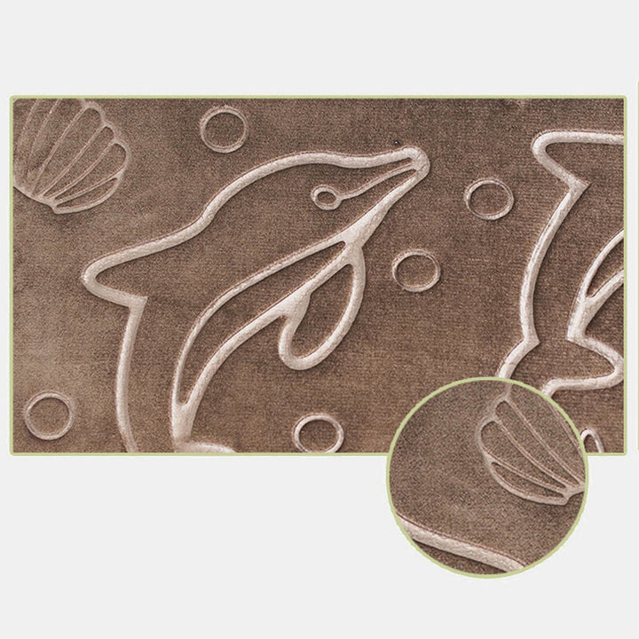 2pcs 3D Dolphin Flannel Toilet Lid Bath Rugs Soft Floor Home Anti Slip Shower Carpets Bathroom Mat Set Image 2